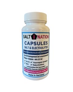 SALTINATION geschmacksneutrale Salz & Elektrolytkapseln zum Diätmanagement bei unzureichendem Plasma-Volumen wie z.B. bei POTS, EDS, Vasovagale Synkope, Mukoviszidose