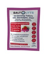 SALTOLYTE 10 Chewing Tablets Berry im Sachet. Wohlschmeckende Kautabletten mit Salz, Elektrolyten und Zucker zur Wettkampf- und Trainings-Versorgung - Made in Germany!