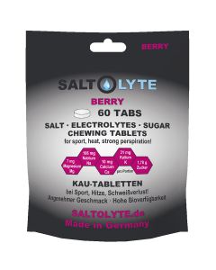 SALTOLYTE 60 Chewing Tablets Berry. Wohlschmeckende Kautabletten mit Salz, Elektrolyten und Zucker zur Wettkampf- und Trainings-Versorgung. Made in Germany!