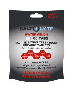 SALTOLYTE 60 Chewing Tablets Watermelon. Wohlschmeckende Kautabletten mit Salz, Elektrolyten und Zucker zur Wettkampf- und Trainings-Versorgung - Made in Germany!