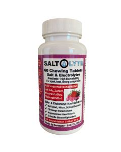 SALTOLYTE 60 Chewing Tablets Berry. Wohlschmeckende Kautabletten mit Salz, Elektrolyten und Zucker zur Wettkampf- und Trainings-Versorgung - Made in Germany!
