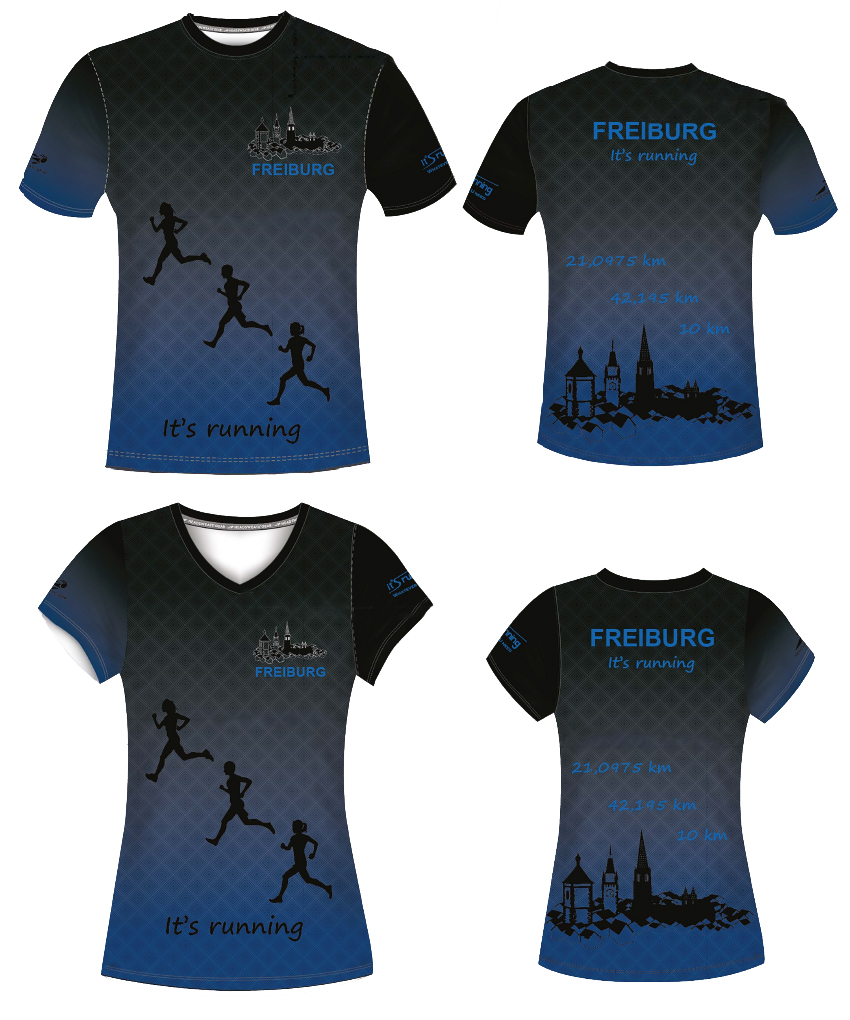 Headsweats It's running Freiburg Marathon Shirts blau